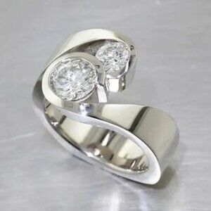 Modern Over-Sized Statement Ring - Wedding Band - Ring Hand Ring Sterling Silver
